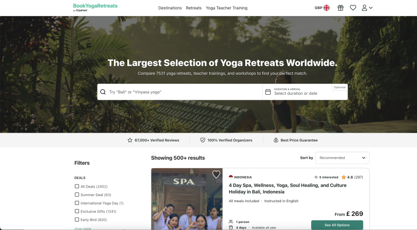 Book yoga retreats
