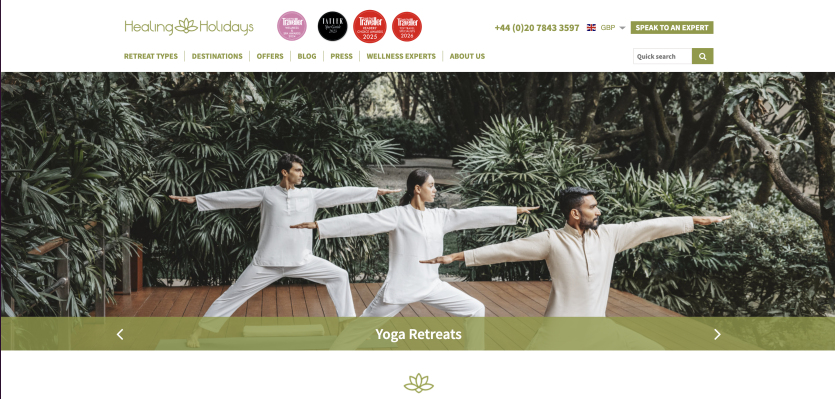 Healing holidays yoga retreat
