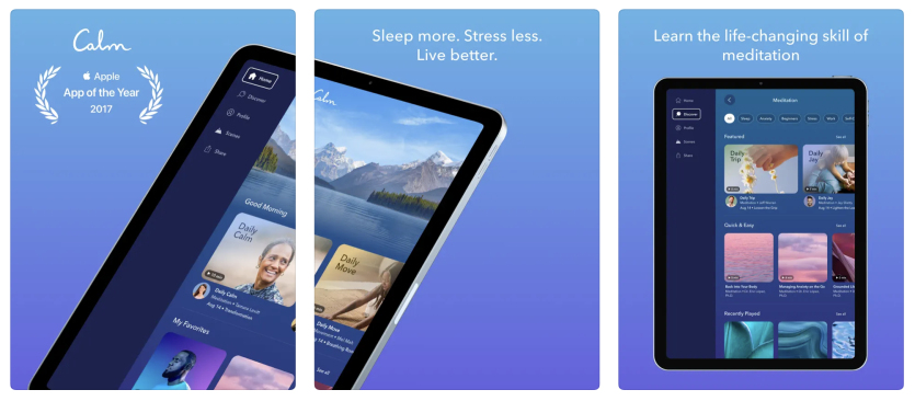 Calm app store screenshots