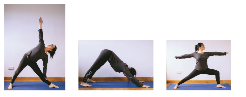 Triangle dog pose warrior 2