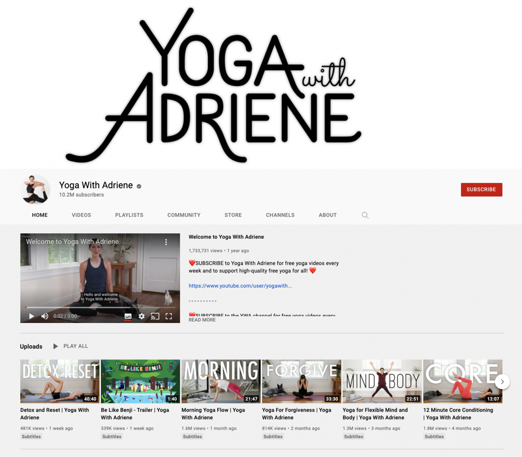 Yoga with Adriene Youtube Channel, 30 day Challenge, Morning
