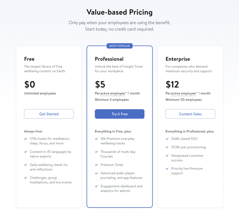 Insight timer corporate pricing