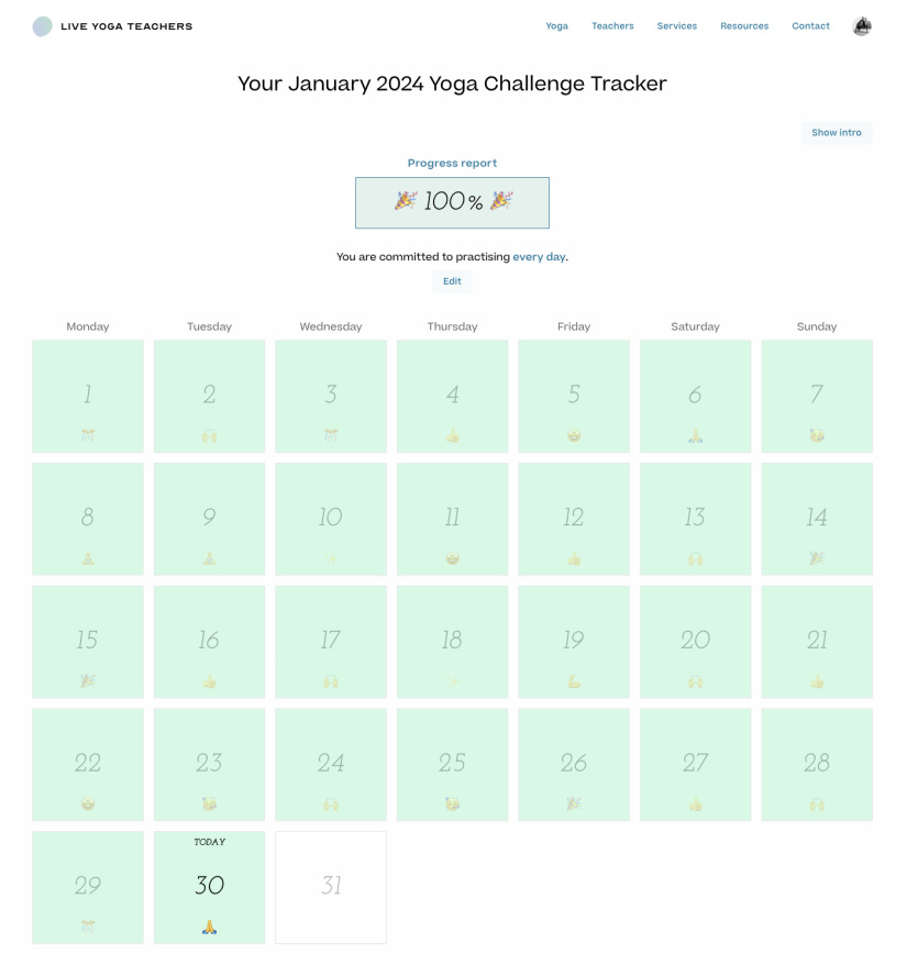 Yoga Challenge Tracker