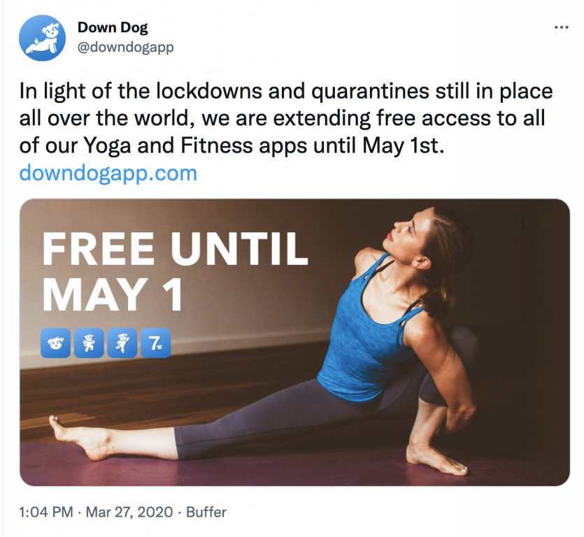 Downdog free membership twitter
