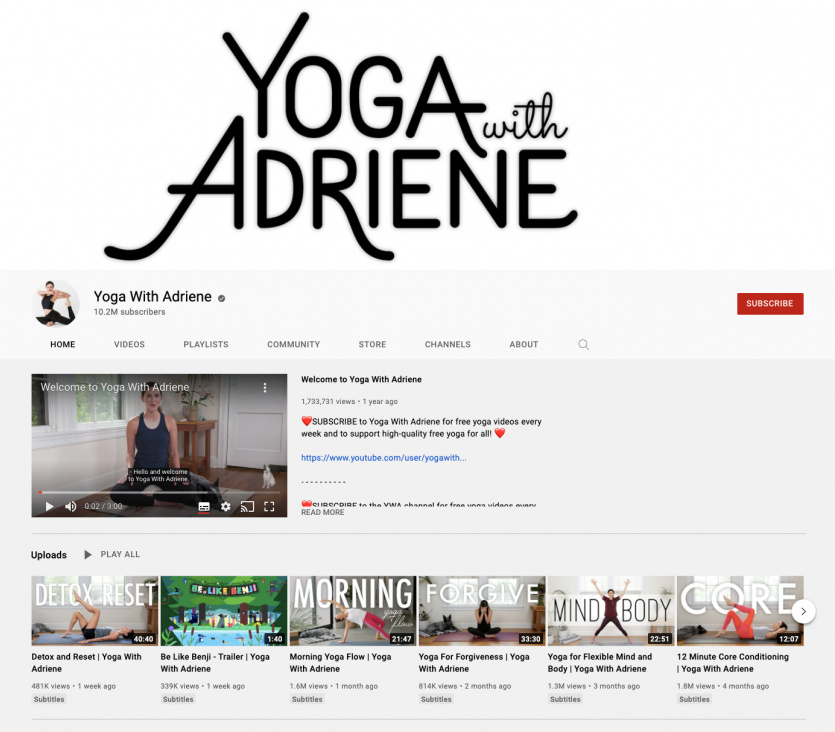 Adriene youtube channel